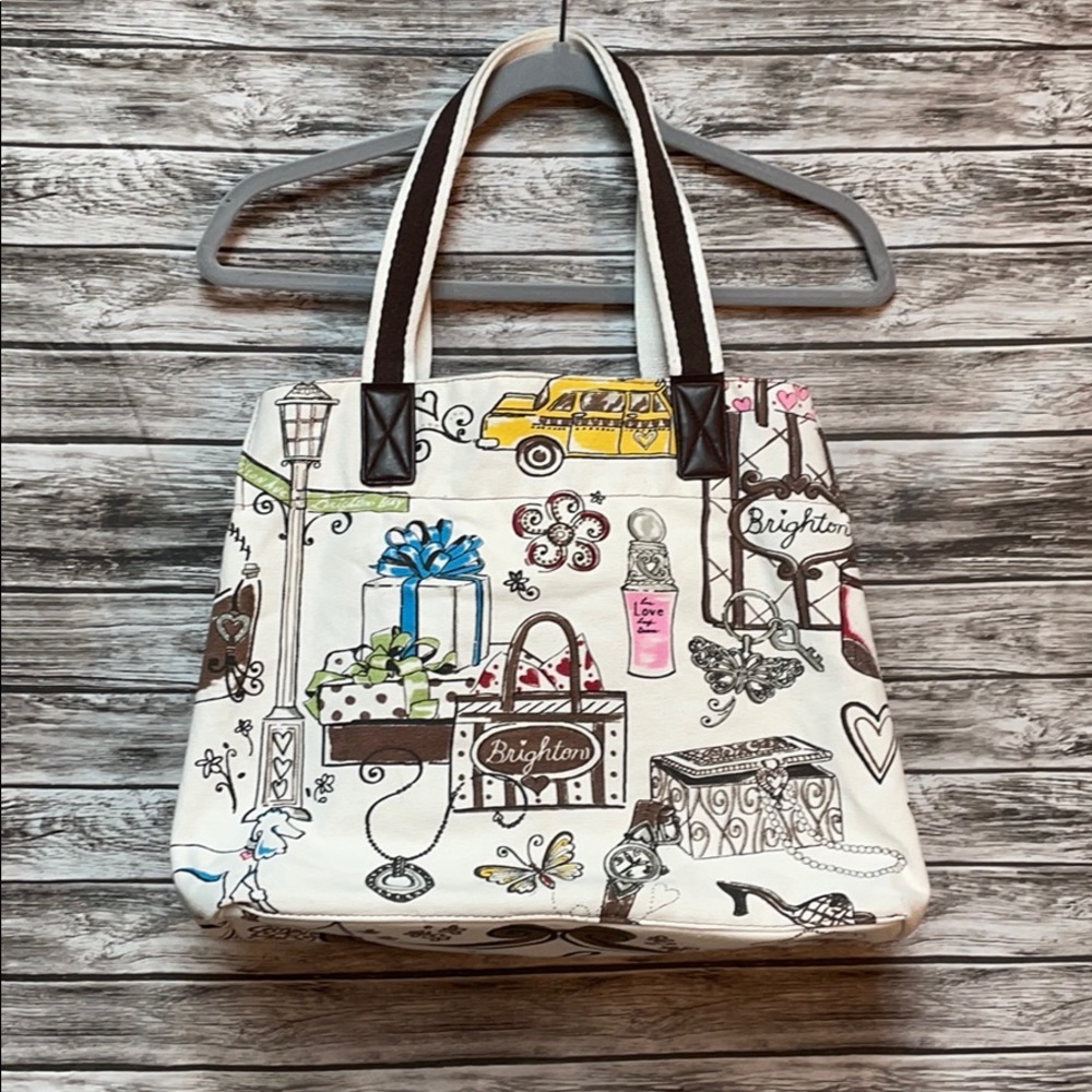 Brighton Cream Print Canvas Tote With Handles